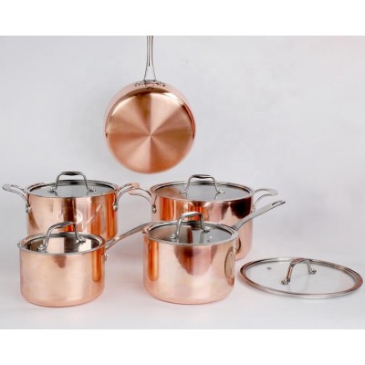 10pcs  stainless steel cookware set-cooper