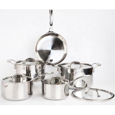 10pcs  Triply Stainless Steel  Cookware Set