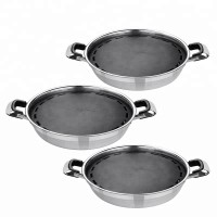 stainless steel two handle household non stick fry pan with color box