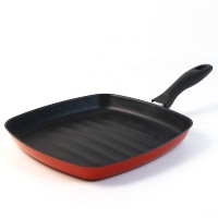 Square carbon steel with non stick enamel coating frying pan grill pan